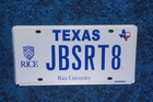 Texas Rice University License Plate