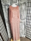 Chiffon Cape-overlay Long Dress Sz M Pink Sequin Mother Of Bride Formal Special 