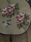 Vintage Chinese Hand Painted Floral Bird Paddle Fan Wood Handle 14 5   