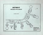 1973 North Central Airlines O hare Detroit Airport Terminal Map Card