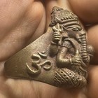 Ancient South Asian Tibetan Bronze Ganesh Buddha Om Symbol Carved Rare Ring