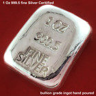 1 Troy Oz 999 5 Fine Silver Bullion Ingot Bar Certified Hand Poured 31 10 Grams