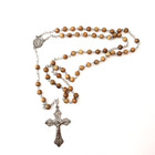 Vintage Chapel 925 Sterling Silver Rosary Beads Crucifix Olive Wood Italy