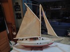 Vintage Large Wood Boat Pond Yacht Display Ship Sailboat As-is 24  Long 22  Tall