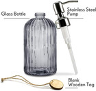 18 Oz Vertical Stripes Kitchen Soap Dispenser With 304 Rust Proof Stainless Stee