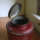 Antique 1890s Alibaba Mocha   Java Coffee Round Tin With Original Hinged Lid