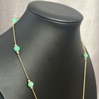 Antique Art Nouveau 10k Yellow Gold Green Peking Glass Lariat Lavalier Necklace
