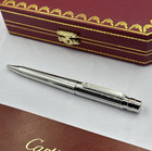 Cartier Santos De Cartier Ballpoint Pen     Silver Trim Luxury Pen Full Box New
