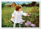 Lovely Children-flowers Of Life Pretty Girl Kids Art New Modern Postcard