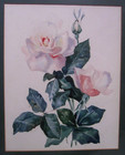 Vtg Victorian Style Watercolor Painting Roses Floral Still Life