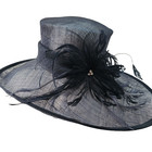 Church Kentucky Derby Hat Carriage Tea Party Wedding Funeral Wide Brim Black Hat