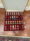 Set Of Vintage  Handcrafted Wooden Chess Pieces A Folk-art Design Carved