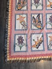 Butterfly Woven Tapestry Fringed Throw Blanket Approx  64 X50 