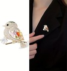 Sparkling Magpie Bird Brooch Pin-rhinestone Crystal Jewelry Women Dress coat Lot