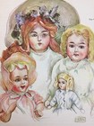 Vintage 1977 Antique German Bisque Paper Dolls By Janet Nason Uncut  5315 