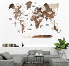 Awesometik 3d Wooden World Travel Wall Map Multicolor Wood 39 x24    Medium
