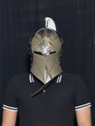 Handcrafted Medieval Steel Knight Helmet With Plume  Gothic Larp Cosplay Armor