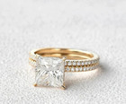 Princess Cut 2 85ct Diamond Yellow Gold Plated Simulated Bridal Ring Set Size 7