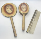 Vintage Victorian Style Vanity Hand Mirror Comb And Brush 3 Pc Set