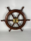24 brass Wooden Vintage Ship Steering Wheel Pirate D  cor Wood Fishing Wall Boat