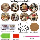 8 Pcs Coffee Diamond Art Coasters Kits With Cork Base diamond Painting Coasters