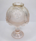 Vtg Indiana Glass Lite Pink Floral Glass Fairy Lamp 2 Pc Candle Holder Tea Light