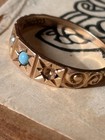 Vintage 10kt Gold Baby Ring Size 0 Star Set Turquoise Pearl Band 
