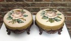 Pair Of Victorian Mahogany Foot Stools With Woolwork Tops