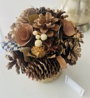 Mackenzie -childs Courtly Check Detail Thanksgiving Autumn Pinecone Arrangement