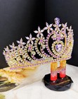 Crystal Heart Tiara  Gold Tiara  Purple Stone Tiara  Bridal Tiara  Party Crown