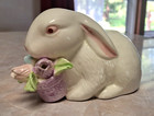 Vintage K s Collection Ceramic Bunny Rabbit Figurine Tulip Flower Spring Decor