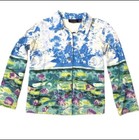 Vintage Rare Tropical Denim Jacket Ocean  all Over Graphic   print   button   down Sz M