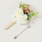 White 2 Silk Rose 5  Boutonnieres With Pin Artificial Flowers Wedding Party Home