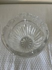 Vintage Etched Crystal Bowl Frosted Rose Band 5    Cut Glass Accent Dish