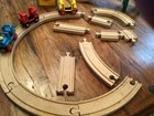 Classic Brio Wooden Toy Train Set A Blue Locomotive  Red Yellow Tender Track