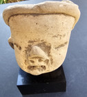 Pre Columbian Pottery  Face Figure Clay Pottery On Black Base Rare  Find