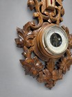 Black Forest Style Carved Oak Aneroid Barometer And Thermometer  C  1890