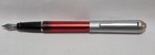 Vintage New Aurora Ipsilon Deluxe Transparent Red Fountain Pen Crome M Nib         