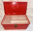 Vintage Wilson Wil-hold Hard Plastic Sewing Box Red Medium Size W tray Insert