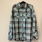 Buckle Bke Vintage Mens Pearl Snap Shirt Size Xl Plaid Long Sleeve Embroidered