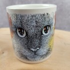 Norcrest Vintage Mug Three Cat Faces Eyes Nose Whiskers Retro Graphic Art Cup