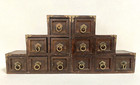 Vintage Japanese Showa Era Mini Step Chests Pair With Brass Handles - Rare Set