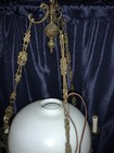 Parlor Library Ceiling Chandelier Brass Bronze Glass Oil Light 34    X 24   