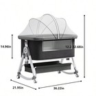 4-in-1 Baby Bassinet Bedside Sleeper Portable Crib Adjustable Height Dark Grey
