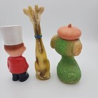 Vintage Squeaky Rubber Toys Childrens Lot Of 3 Giraffe  Sheep  Soldier Figures 