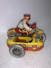 Vintage Marx Tin Litho Motorcycle W  Sidecar  Wind Up  3 Police Squad - Works