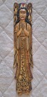 Vintage Hand Carved Wood Angel Wall Plaque Gold Gilt Folk Art 29  Mexico