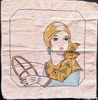 20s Vintage Driving Flapper Girl_tinted Pillow Cover_hand Embroidered_art Deco