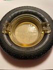 Firestone Tire Ashtray 1936 Great Lakes Exposition  Cleveland Ohio Amber Glass