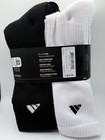 New Adidas 6 Pack Mens Large Athletic Cushioned Crew Socks With Arch Compression
